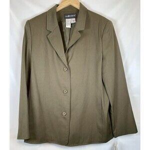 Sag Harbor Women's Blazer Size 14 100% Wool Olive Army Green Jacket Vintage New